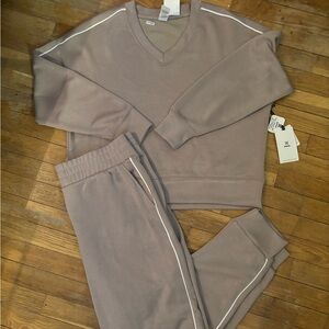 BNWT by Reebok Taupe Track Pants & Sweatshirt Set